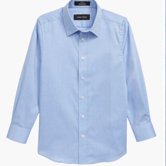 Kids' Solid Button-Up Dress Shirt - Picture 1 of 7